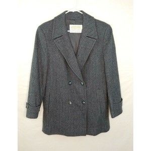 Vtg Pendleton Womens Jacket Sz 10 Virgin Wool Gray Double Breasted Coat